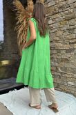 Made in Italy Pia Pillow Cotton Patch Pocket Peplum Dress Lime /13 